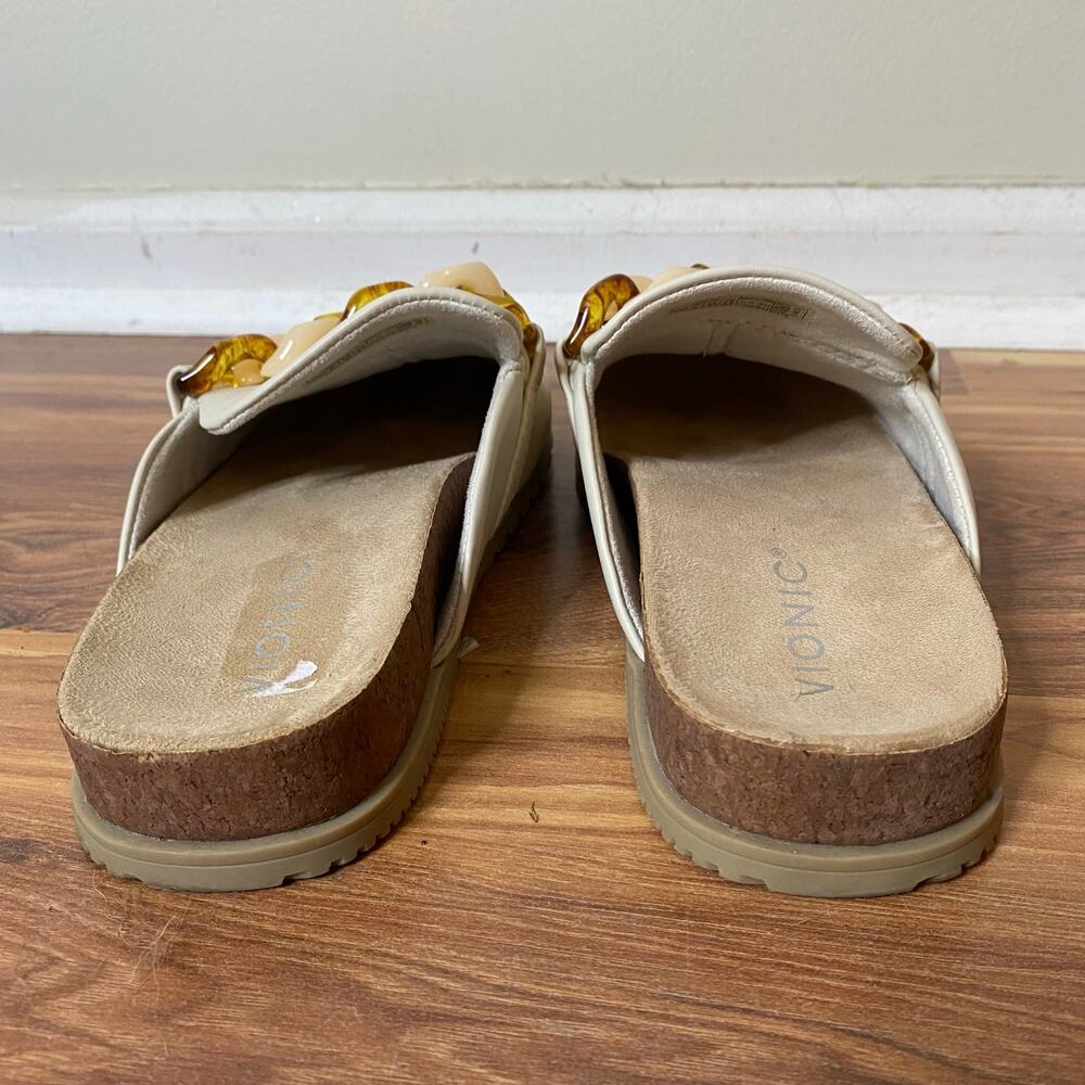 VIONIC Georgie Chain Detail Mule Clog Cream Leather Size 7.5 - Picture 8 of 11